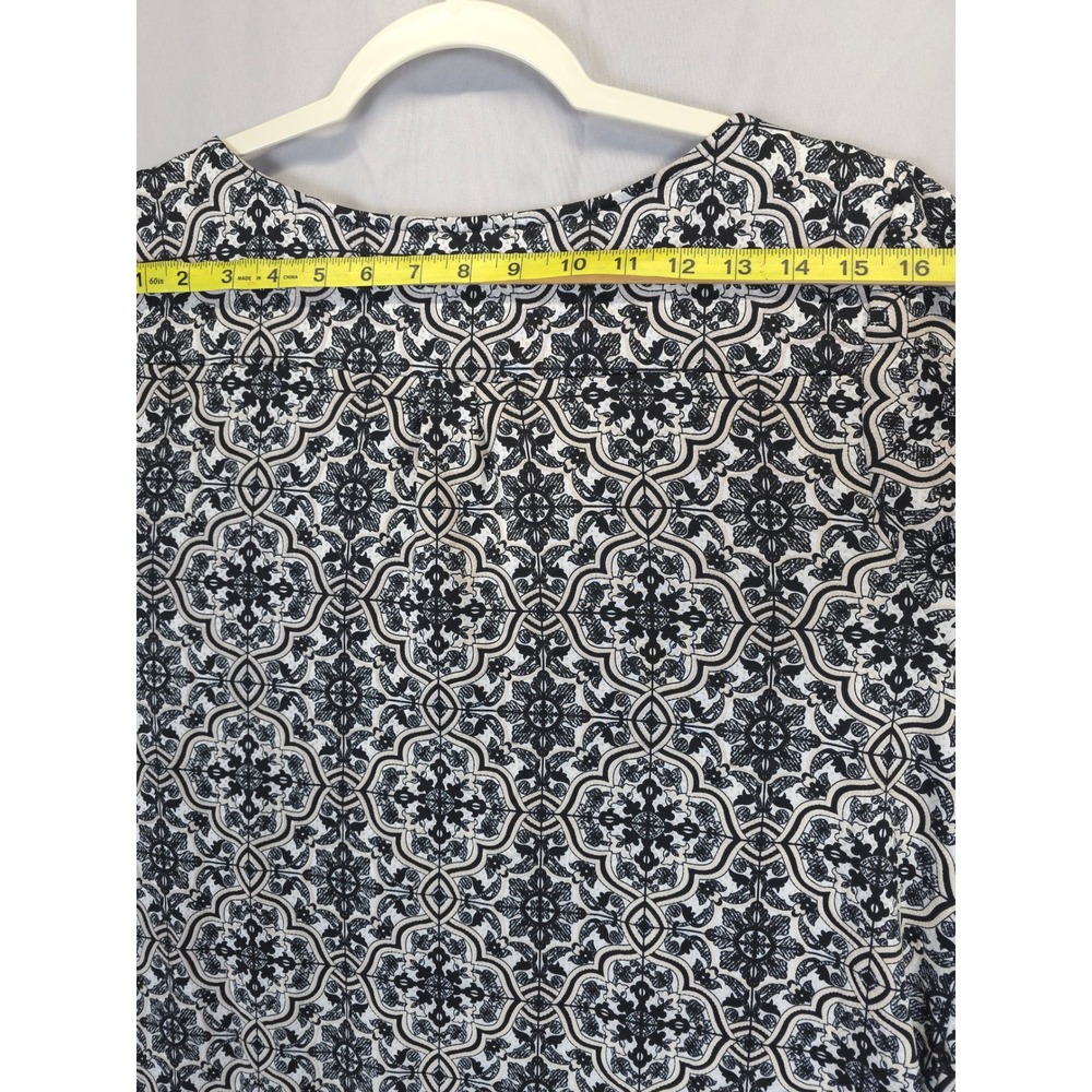 Tacera Women 1X Black White Geo Print Dress Zip V Neck Texture Stretch Shift - Picture 5 of 10